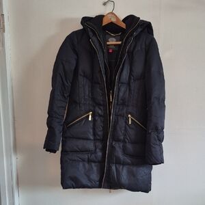 Vince Camuto Black Puffer Jacket with Gold Accents